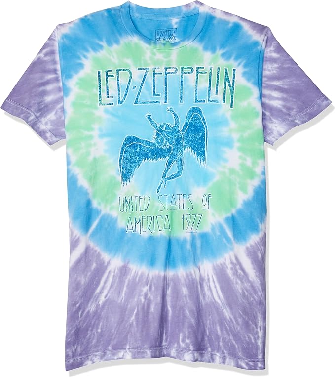 Led Zeppelin Tie Dye United State of America 1977 Liquid Blue Mens T Shirt