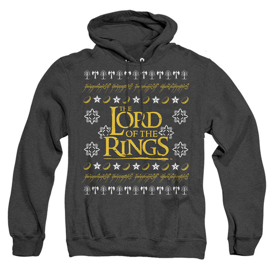 Lord Of The Rings Ugly Christmas Logo Heather Mens Hoodie Black