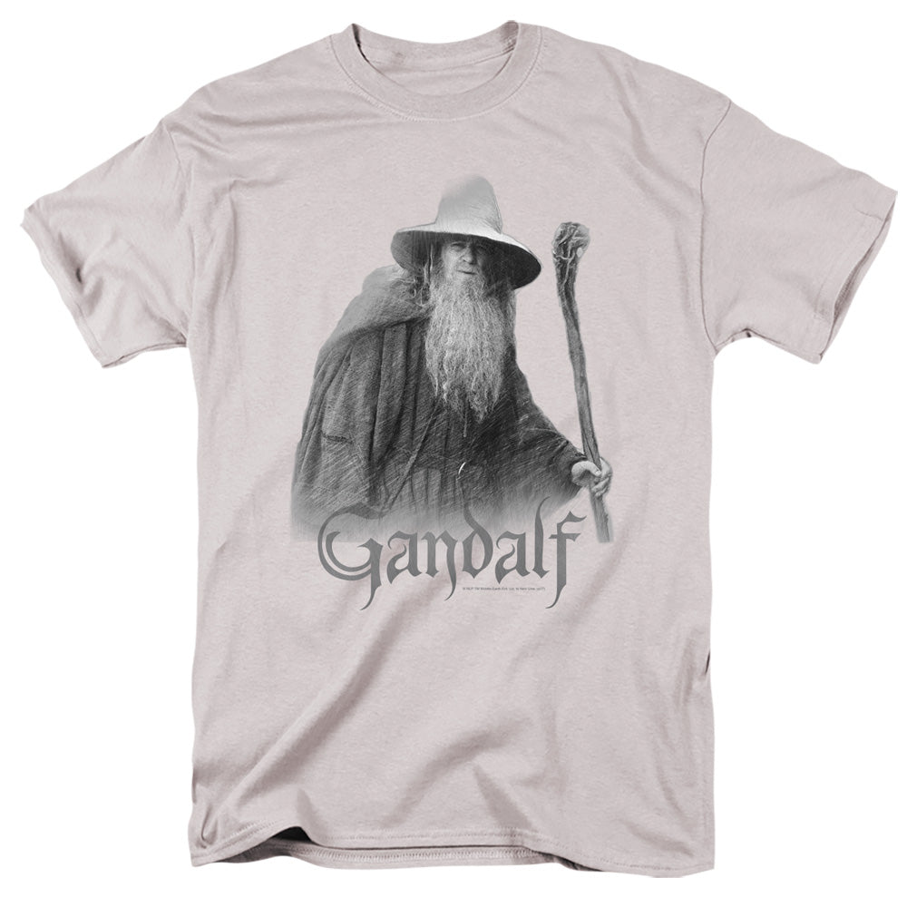 Lord of the Rings Gandalf The Grey Mens T Shirt Silver