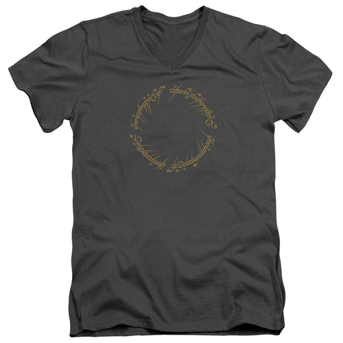 Lord Of The Rings One Ring Mens Slim Fit V-Neck T Shirt Charcoal