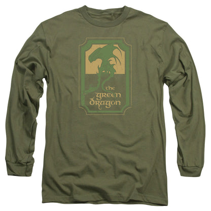 Lord Of The Rings Green Dragon Tavern Mens Long Sleeve Shirt Military Green Officially Licensed