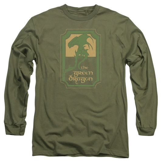 Lord Of The Rings Green Dragon Tavern Mens Long Sleeve Shirt Military Green Officially Licensed