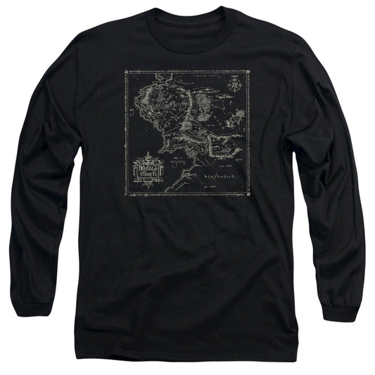 Lord Of The Rings Map of Me Mens Long Sleeve Shirt Black