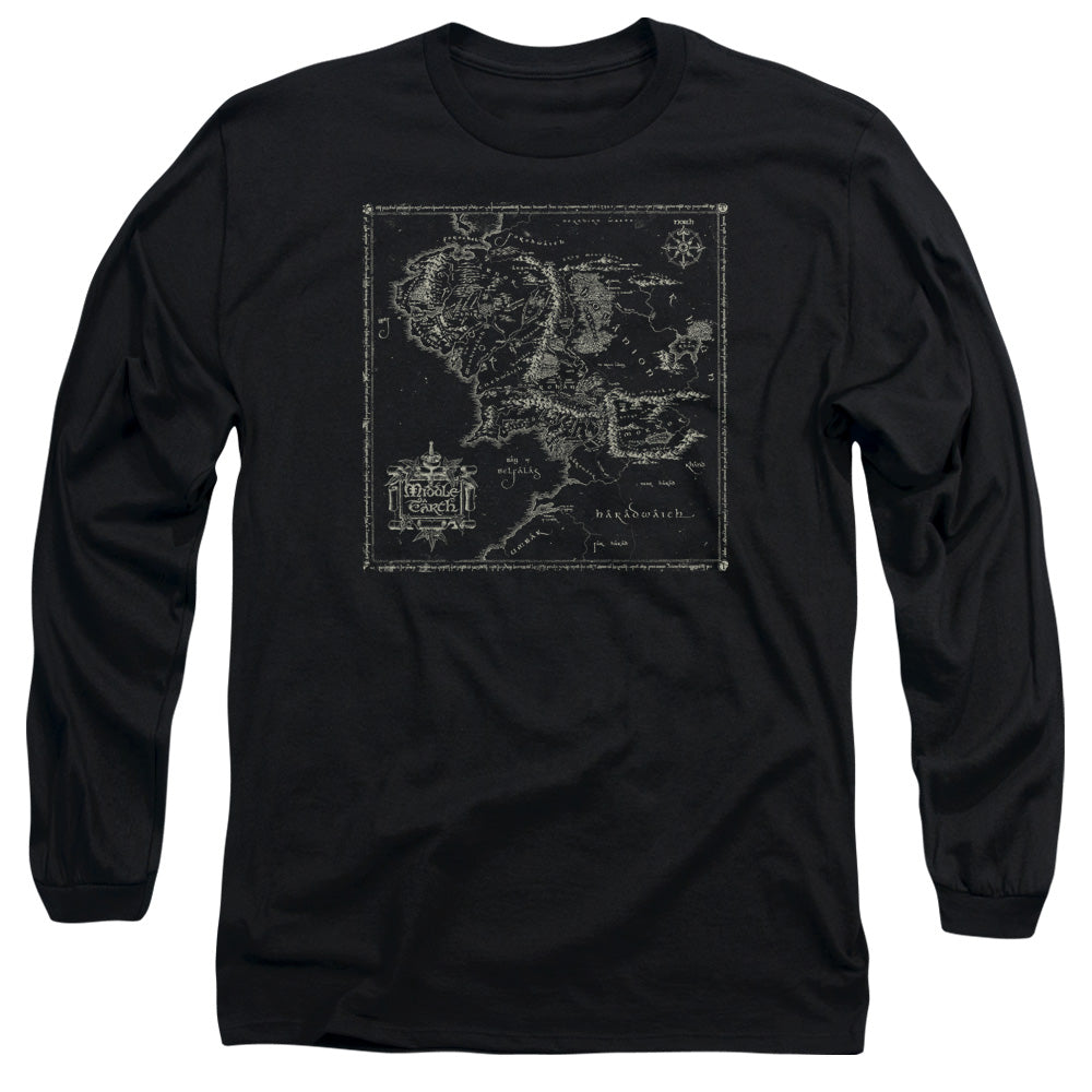 Lord Of The Rings Map Of Me Mens Long Sleeve Shirt Black Officially Licensed
