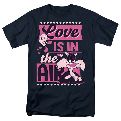 Looney Tunes Valentines Day Tweety Sylvester Love In The Air Mens T Shirt Navy