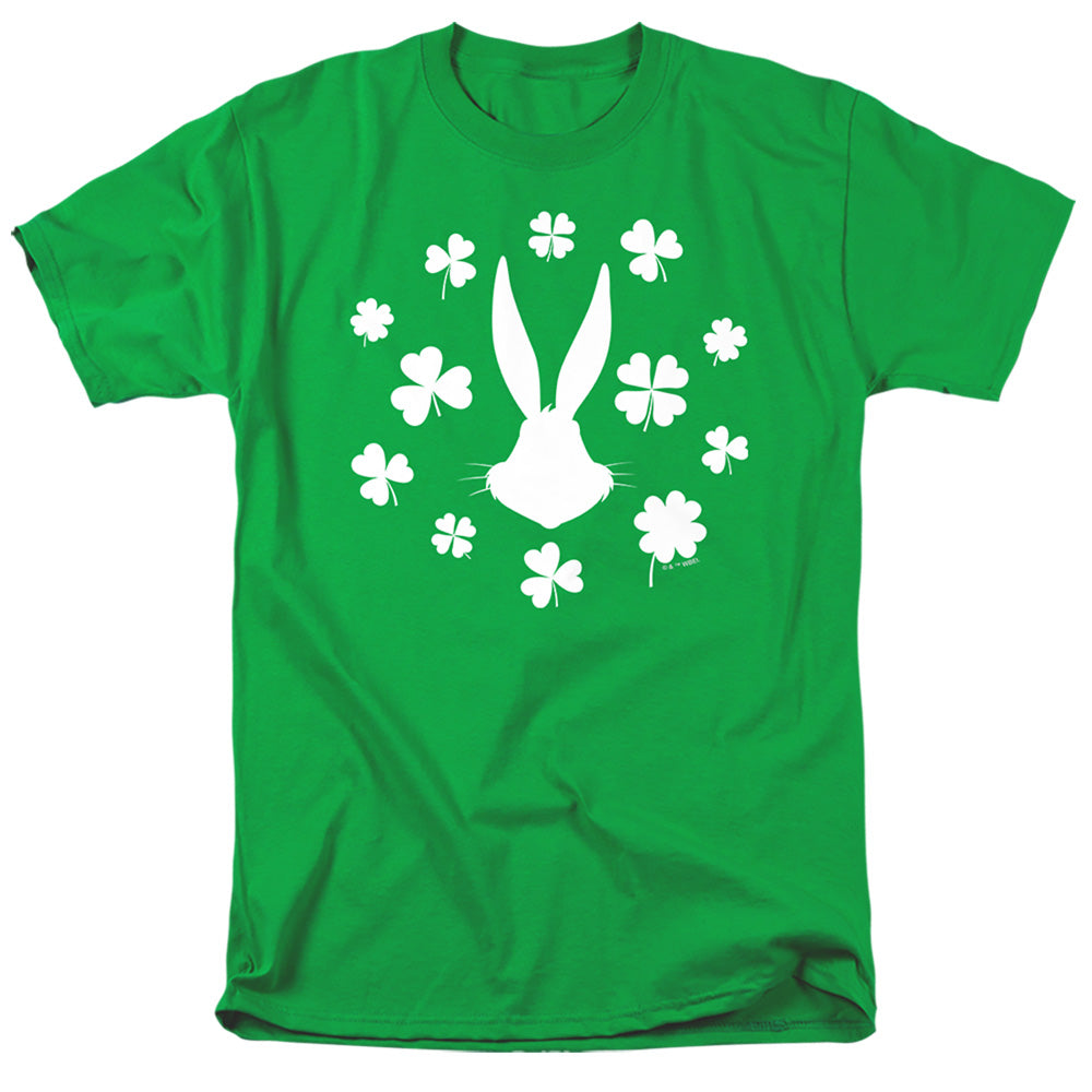 Looney Tunes Bugs Bunny St. Patricks Clover Silhouette Mens T Shirt Kelly Green