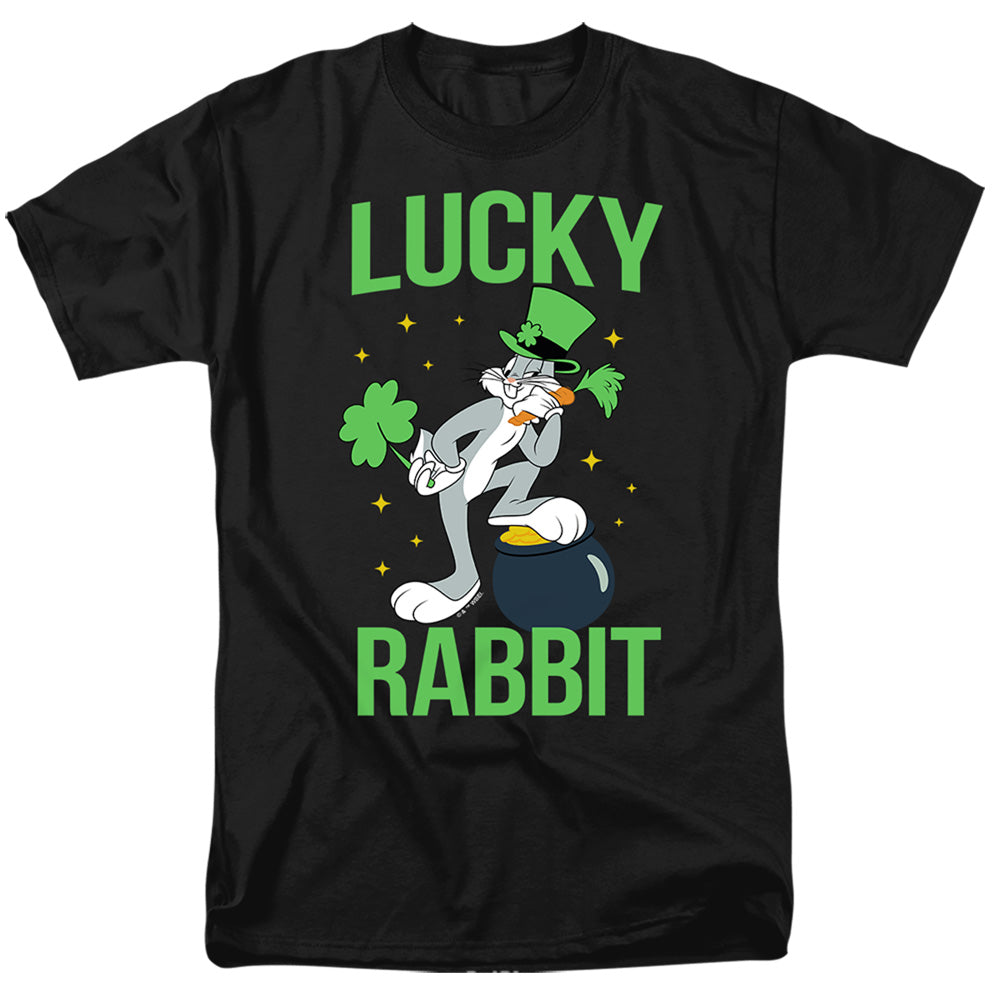 Looney Tunes Bugs Bunny St. Patricks Lucky Rabbit Mens T Shirt Black