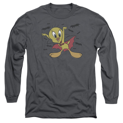 Looney Tunes Vampire Tweety Mens Long Sleeve Shirt Charcoal