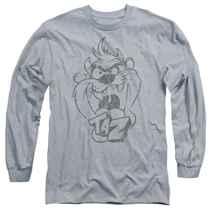Looney Tunes Faded Taz Mens Long Sleeve Shirt Athletic Heather