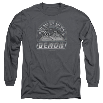 Looney Tunes Speed Demon Mens Long Sleeve Shirt Charcoal