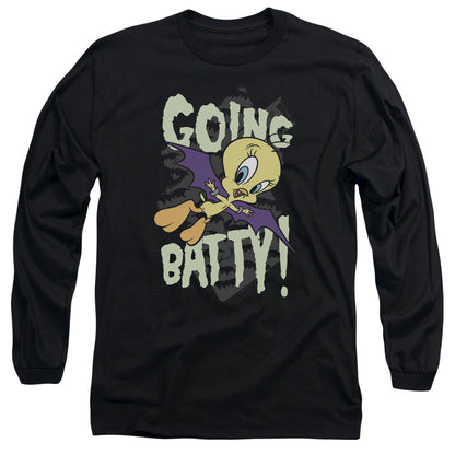 Looney Tunes Going Batty Mens Long Sleeve Shirt Black Officially Licensed
