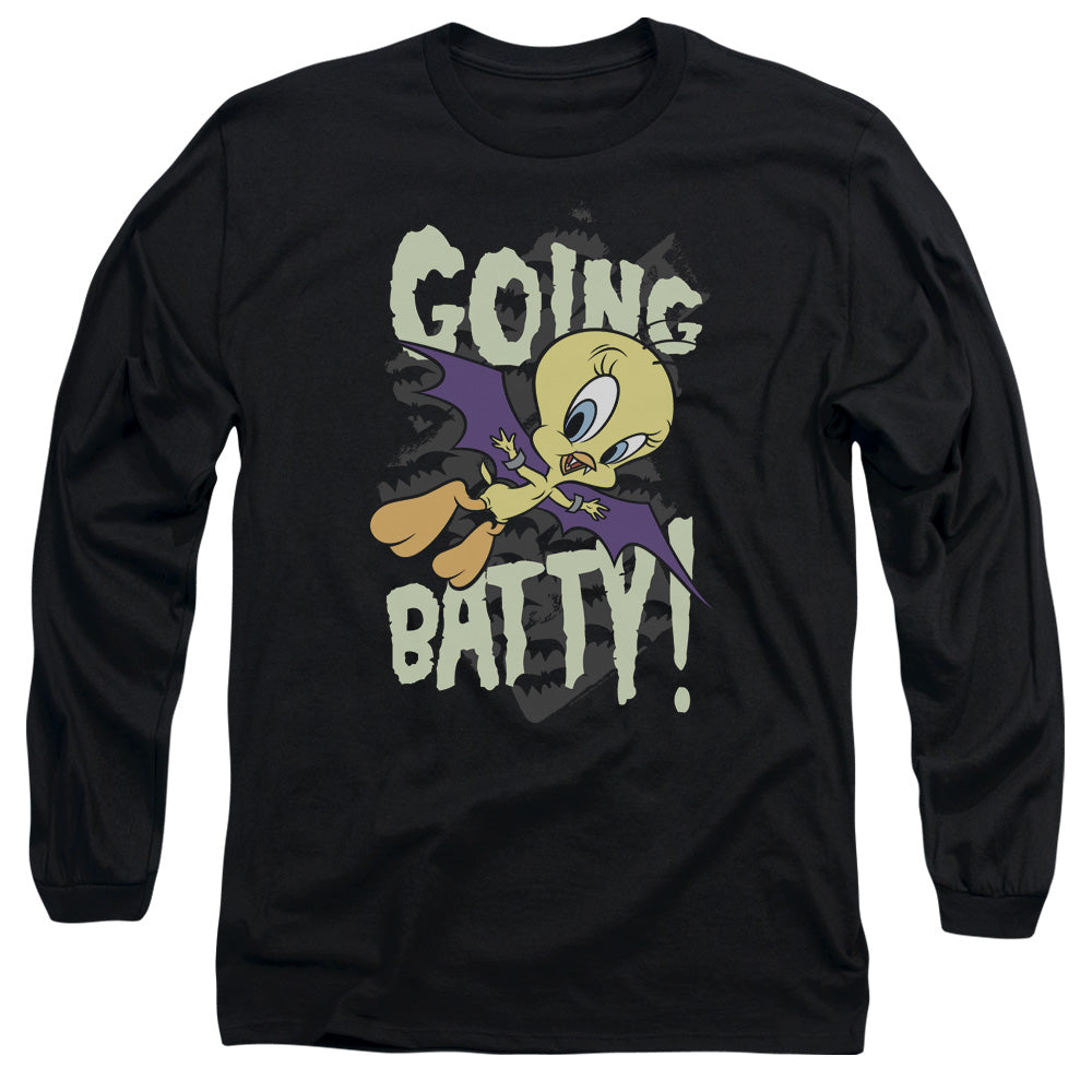 Looney Tunes Going Batty Mens Long Sleeve Shirt Black Officially Licensed