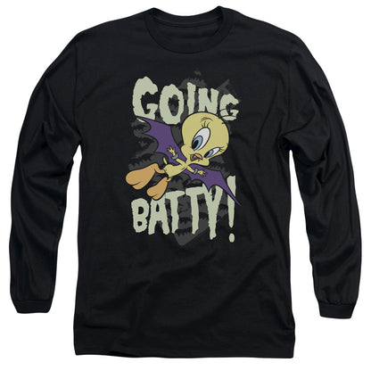 Looney Tunes Going Batty Mens Long Sleeve Shirt Black Officially Licensed