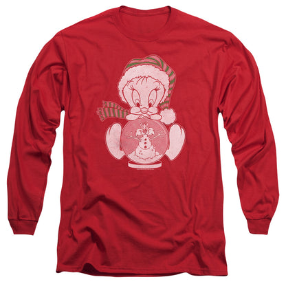 Looney Tunes Tweey Globe Mens Long Sleeve Shirt Red Officially Licensed