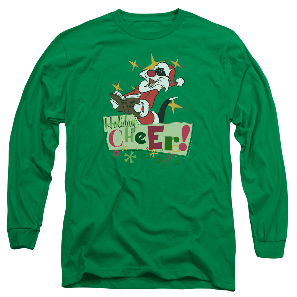 Looney Tunes Cheer Sylvester Mens Long Sleeve Shirt Kelly Green Officially Licensed