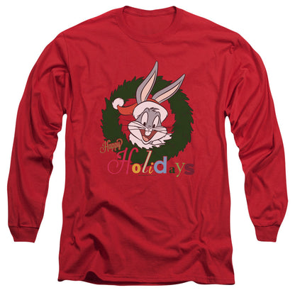 Looney Tunes Holiday Bunny Mens Long Sleeve Shirt Red Officially Licensed
