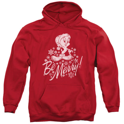 Looney Tunes Merry Tweety Mens Hoodie Red
