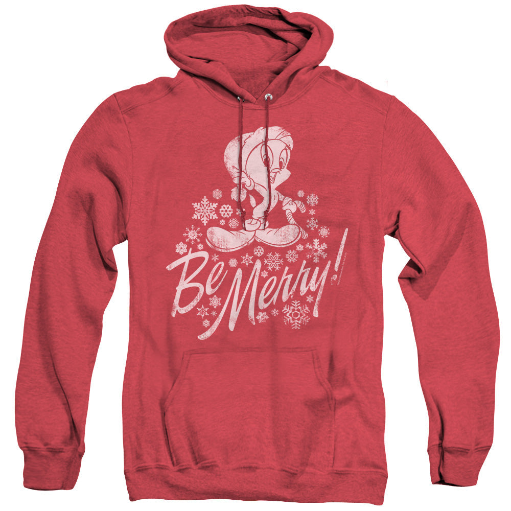 Looney Tunes Merry Tweety Heather Mens Hoodie Red