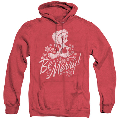 Looney Tunes Merry Tweety Heather Mens Hoodie Red