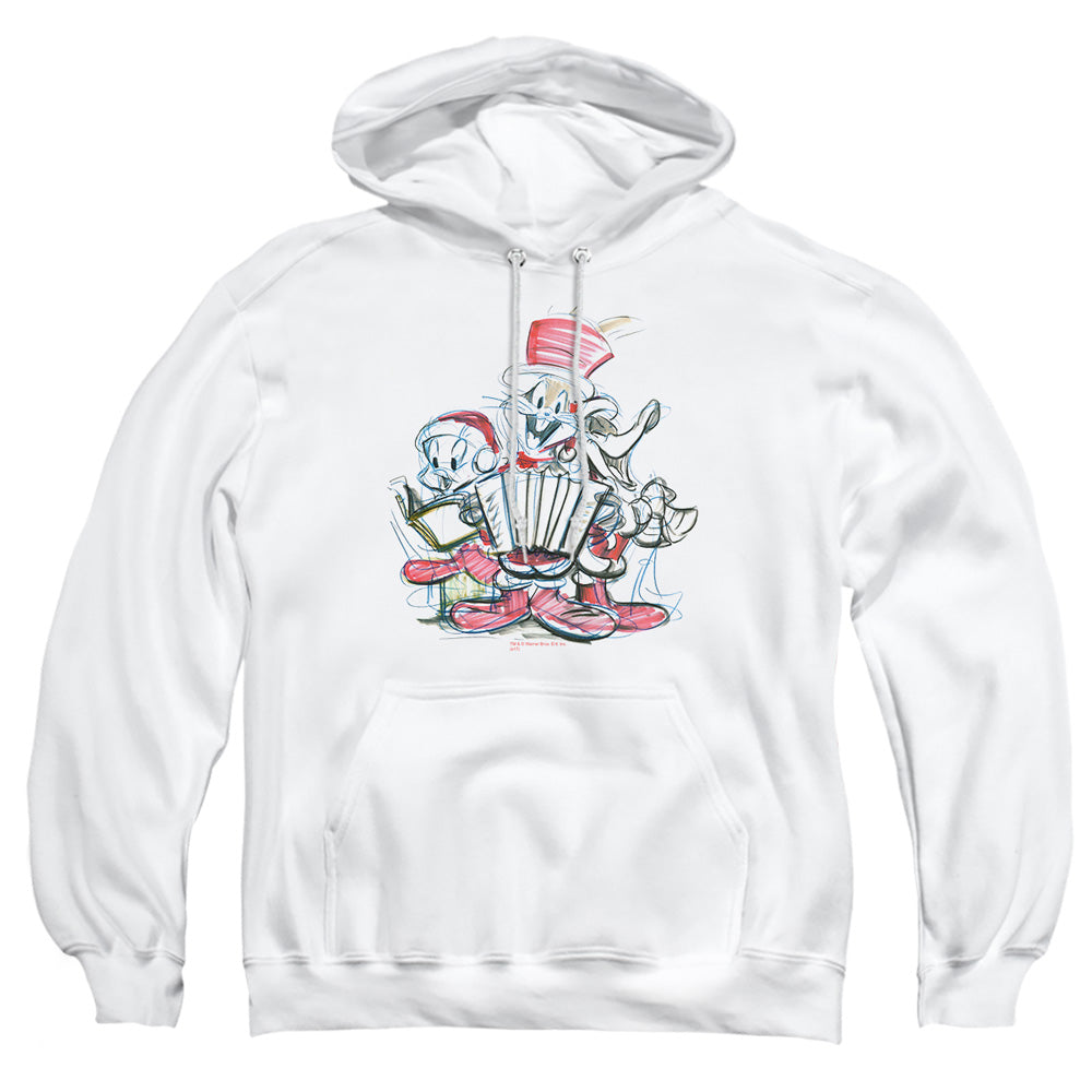 Looney Tunes Holiday Sketch Mens Hoodie White