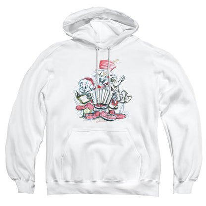 Looney Tunes Holiday Sketch Mens Hoodie White
