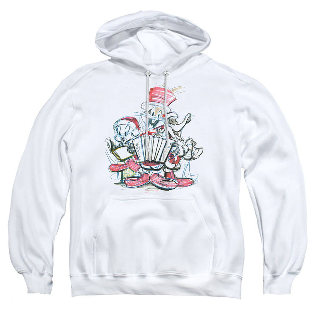 Looney Tunes Holiday Sketch Mens Hoodie White