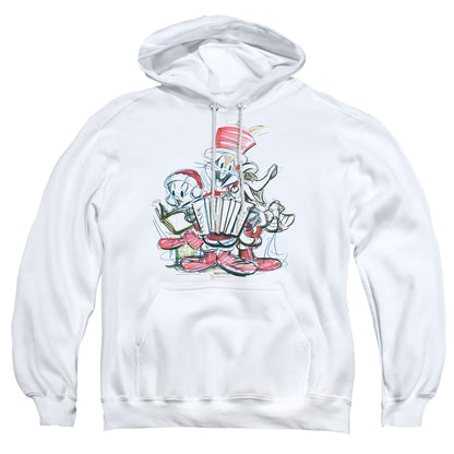 Looney Tunes Holiday Sketch Mens Hoodie White