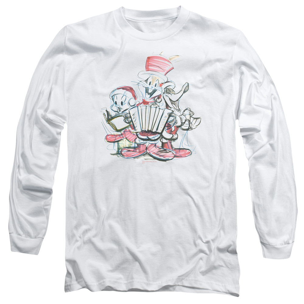 Looney Tunes Holiday Sketch Mens Long Sleeve Shirt White