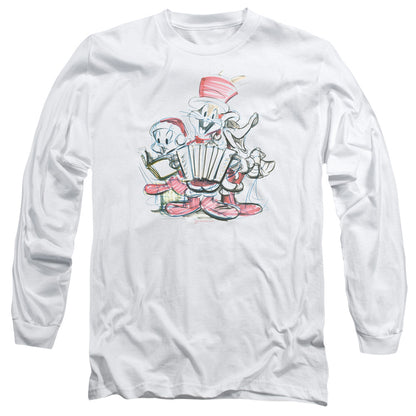 Looney Tunes Holiday Sketch Mens Long Sleeve Shirt White Officially Licensed