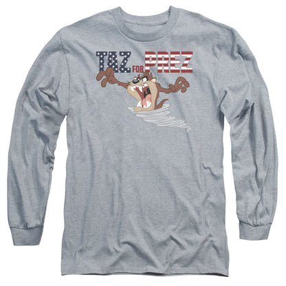 Looney Tunes Taz For Prez 3 Mens Long Sleeve Shirt Athletic Heather Officially Licensed