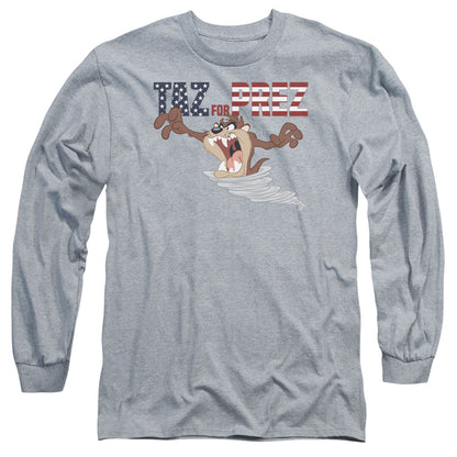 Looney Tunes Taz For Prez 3 Mens Long Sleeve Shirt Athletic Heather Officially Licensed