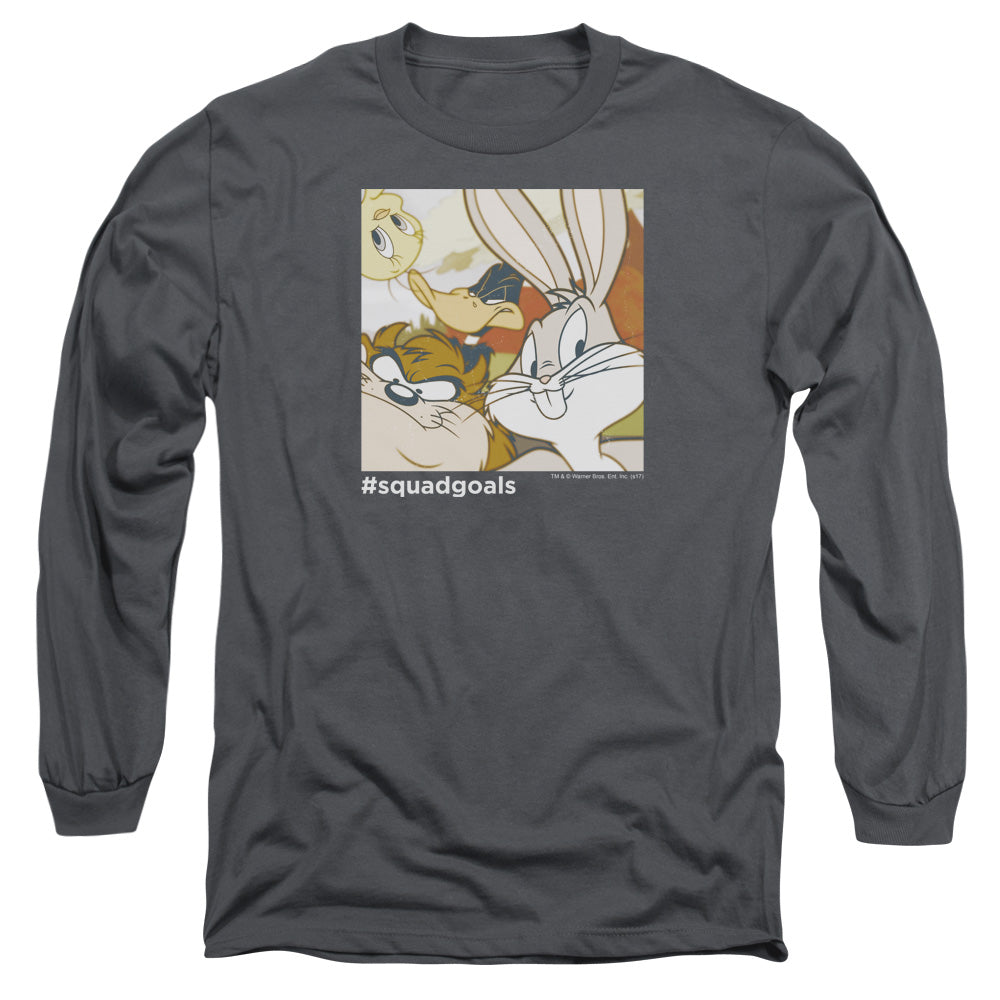 Looney Tunes Squad Goals Mens Long Sleeve Shirt Charcoal Officially Licensed