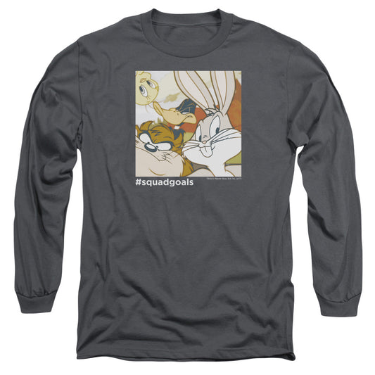 Looney Tunes Squad Goals Mens Long Sleeve Shirt Charcoal Officially Licensed