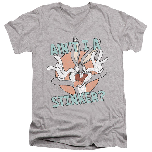 Looney Tunes Aint I a Stinker Mens Slim Fit V-Neck T Shirt Athletic Heather