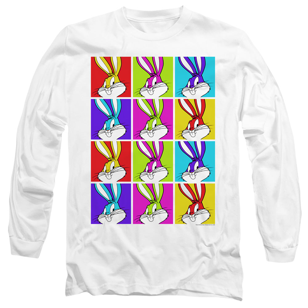 Looney Tunes Bugs Tiles Mens Long Sleeve Shirt White Officially Licensed