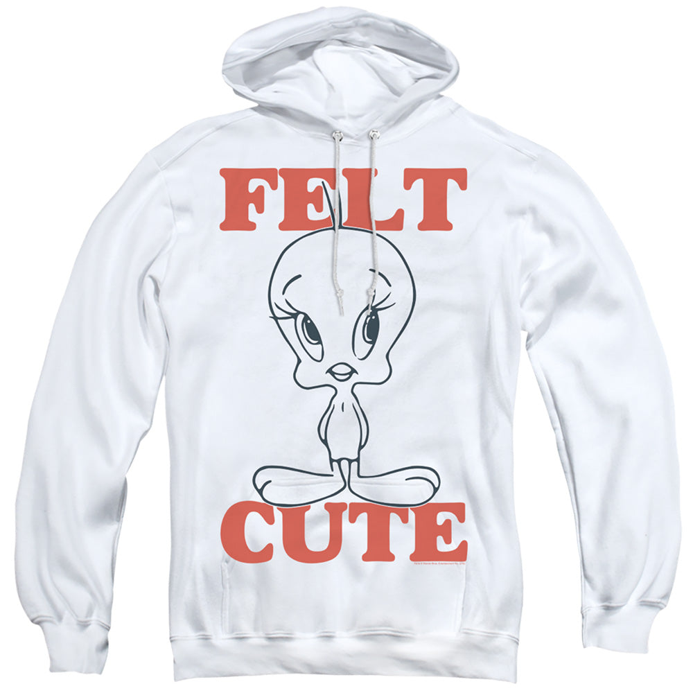 Looney Tunes Felt Cute Mens Hoodie White