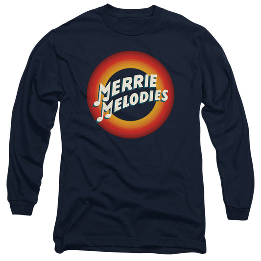 Looney Tunes Merrie Logo Mens Long Sleeve Shirt Navy Blue