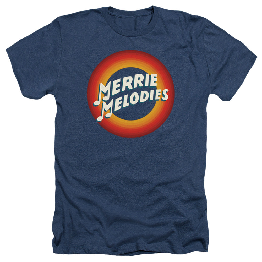 Looney Tunes Merrie Logo Heather Mens T Shirt Navy Blue