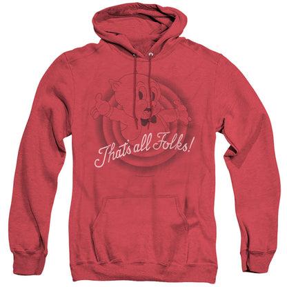 Looney Tunes Thats All Folks Heather Mens Hoodie Red