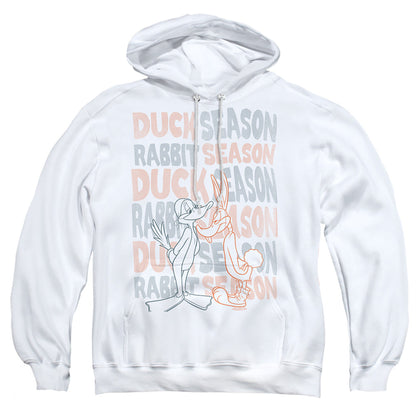 Looney Tunes Duck Season Rabbit Season Mens Hoodie White