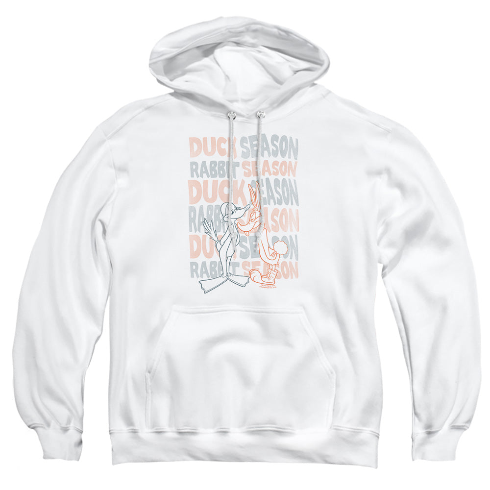 Looney Tunes Duck Season Rabbit Season Mens Hoodie White