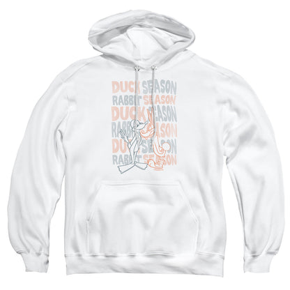 Looney Tunes Duck Season Rabbit Season Mens Hoodie White