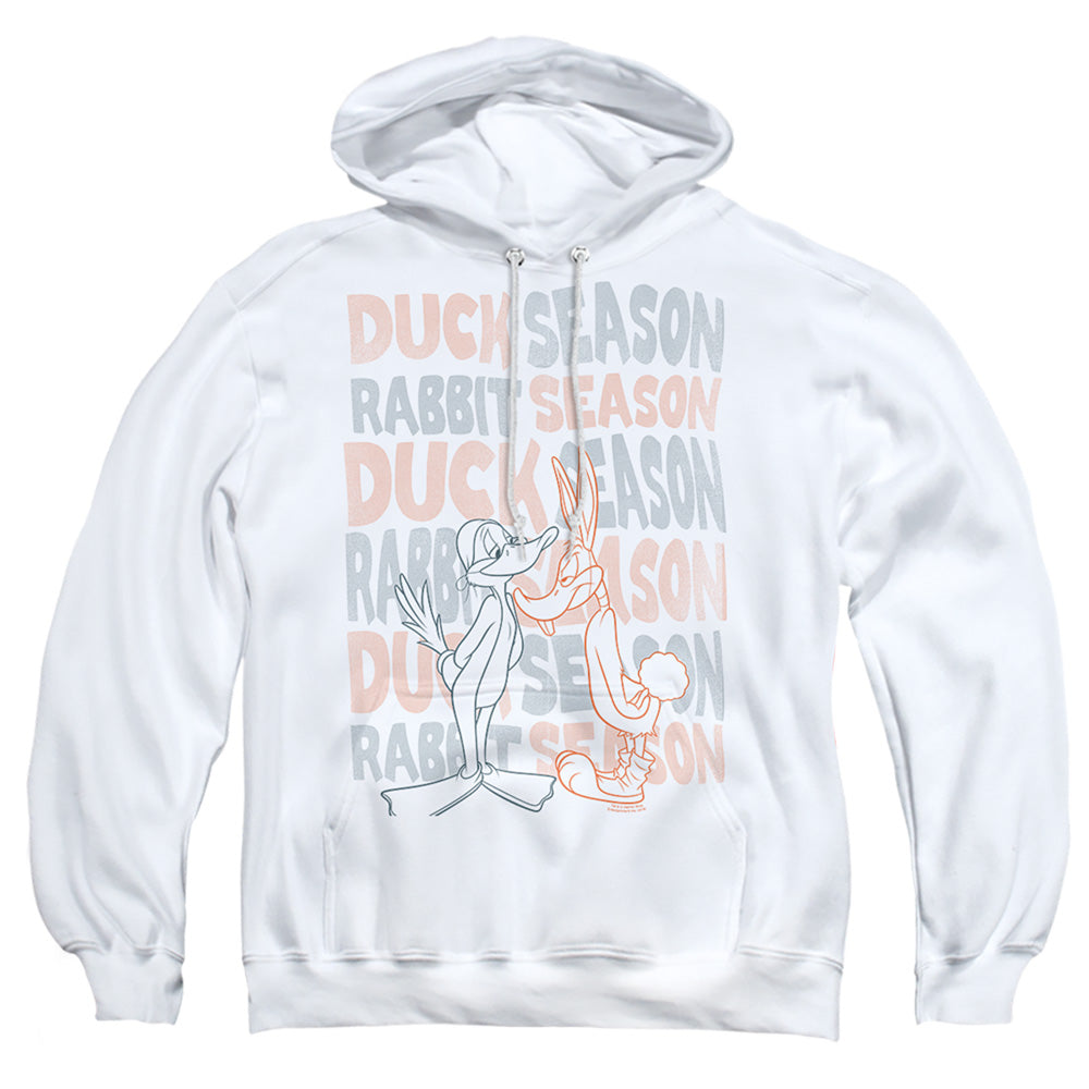 Looney Tunes Duck Season Rabbit Season Mens Hoodie White