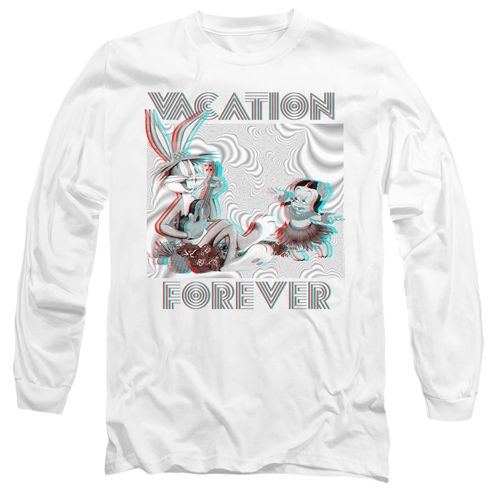 Looney Tunes Vacation Forever Mens Long Sleeve Shirt White Officially Licensed
