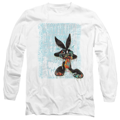 Looney Tunes Graffiti Rabbit Mens Long Sleeve Shirt White Officially Licensed