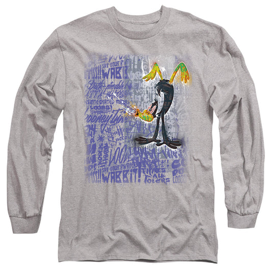 Looney Tunes Graffiti Duck Mens Long Sleeve Shirt Athletic Heather Officially Licensed