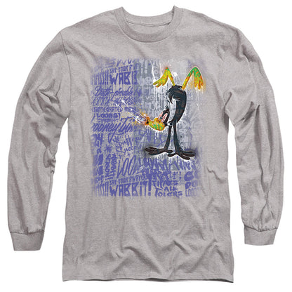 Looney Tunes Graffiti Duck Mens Long Sleeve Shirt Athletic Heather Officially Licensed