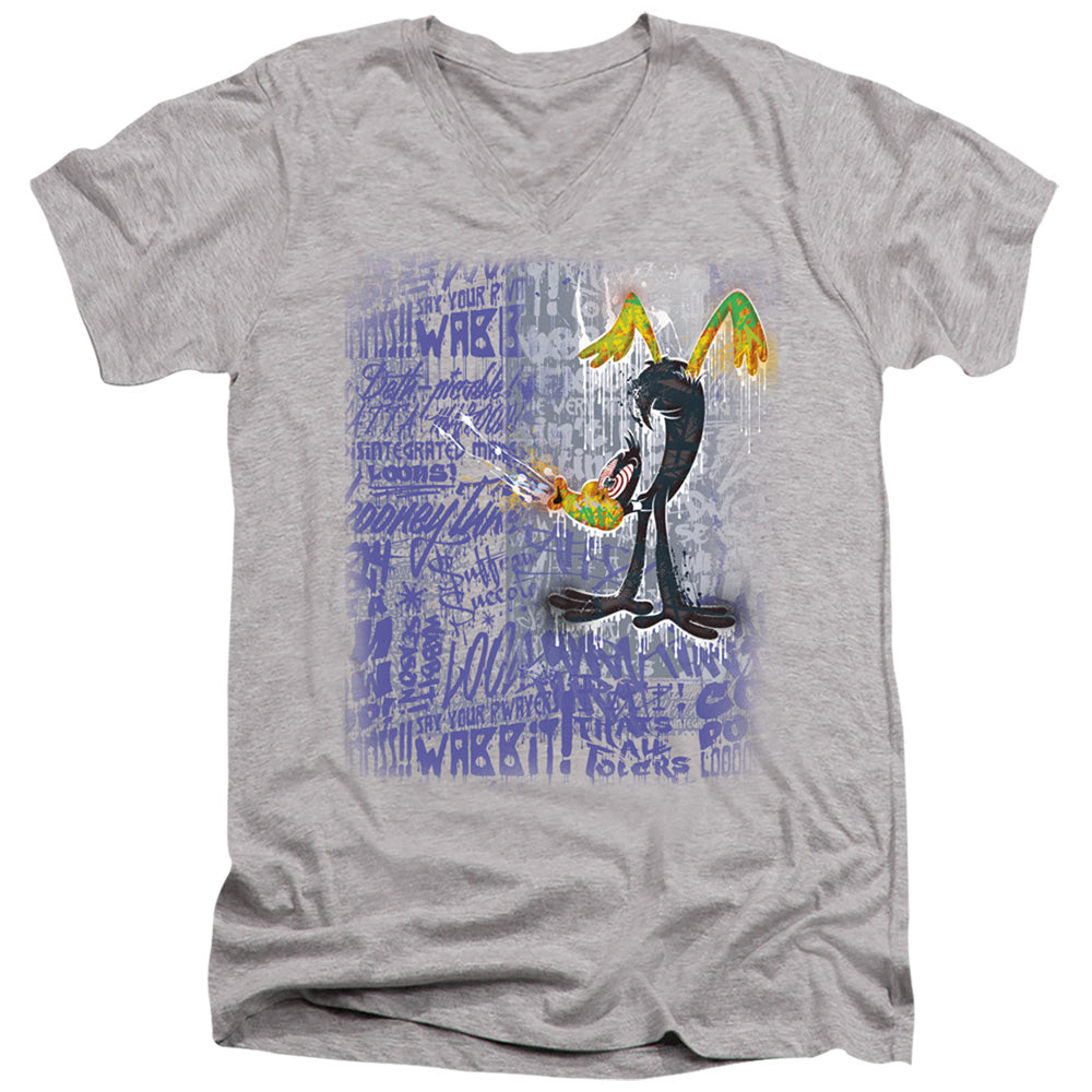 Looney Tunes Graffiti Duck Mens Slim Fit V-Neck T Shirt Athletic Heather