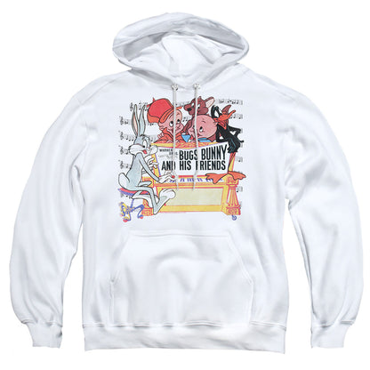 Looney Tunes Bugs And Friends Mens Hoodie White