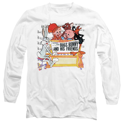 Looney Tunes Bugs And Friends Mens Long Sleeve Shirt White Officially Licensed